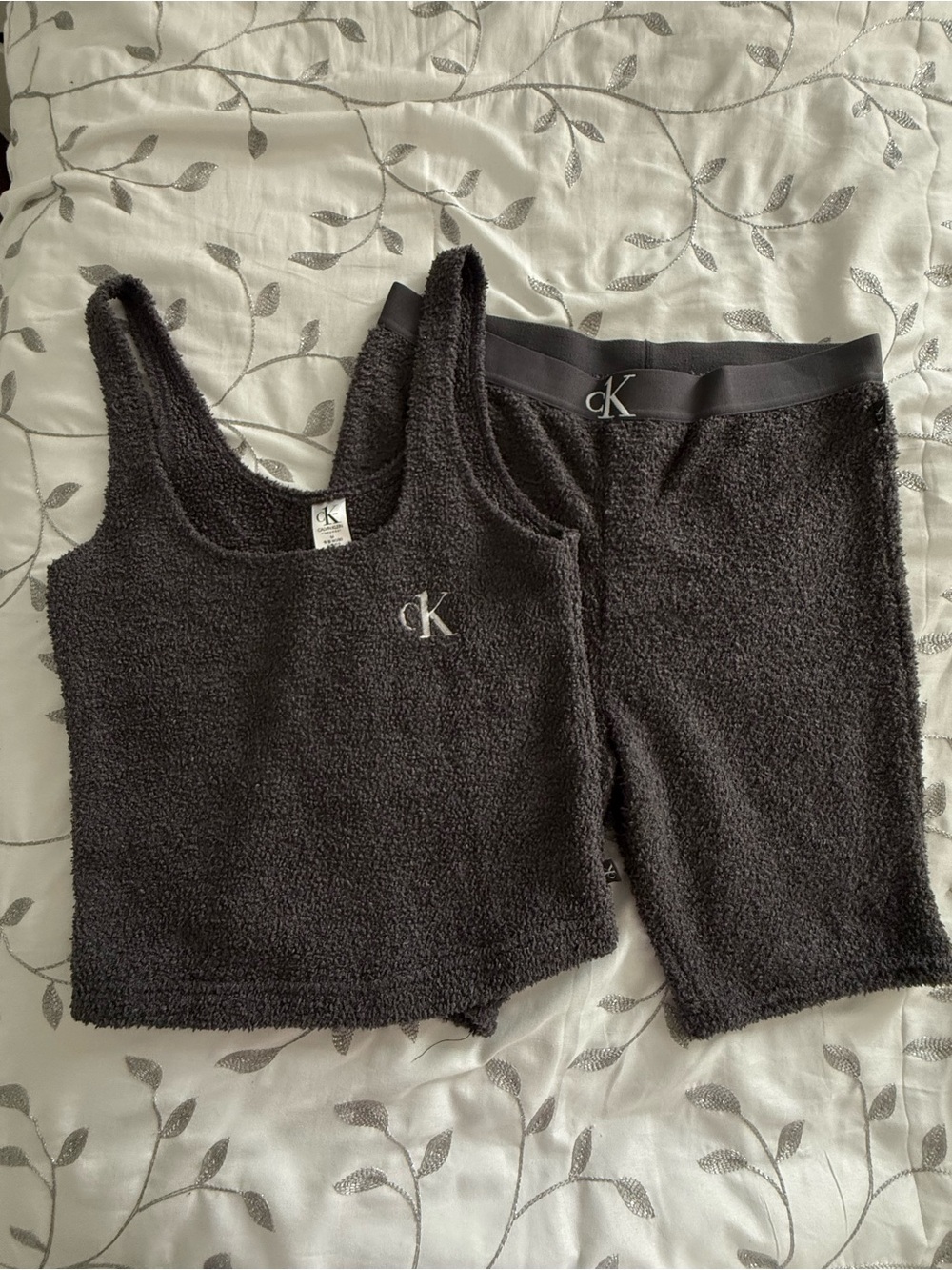 Calvin Klein Charcoal Grey Plush Tank and Shorts Set